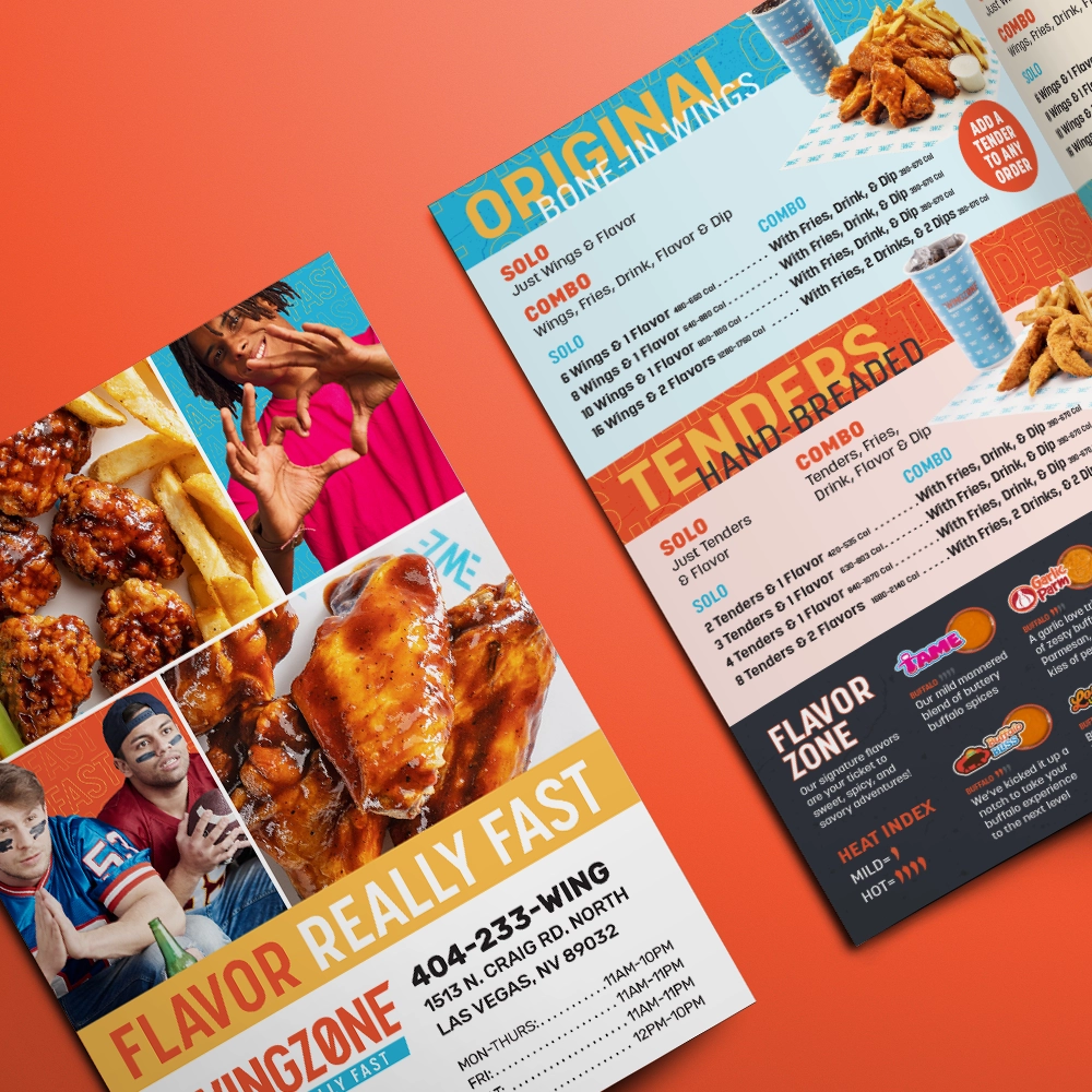 Wing Zone Bi-Fold Menu - Fractional Marketing